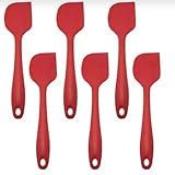 Kit 6 Espátulas Pão Duro Reforçada Silicone Maciço Multiuso Vermelho
