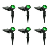 Kit 6 Espeto Solar Spot Luminária Jardim Refletor Led Verde