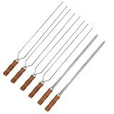 Kit 6 Espetos 4 Duplo E 2 Espada 60cm Inox Cabo De Madeira