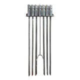 Kit 6 Espetos Churrasco Espalha Brasa Com Suporte Em Inox