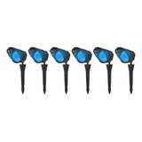 Kit 6 Espetos Luminária Led 5w Azul Iluminação De Jardim
