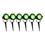 Kit 6 Espetos Luminária Led 7w Jardim Grama Lâmpada Verde