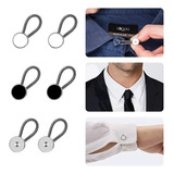 Kit 6 Extensor Alargador Colarinho Botão Preto Branco prata
