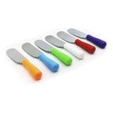 Kit 6 Facas Espátulas De Manteiga Geleia Patê Inox Colorido
