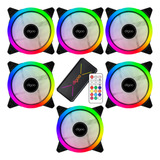 Kit 6 Fan Cooler Rgb 120mm Controle Controladora Rgb