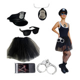 Kit 6 Fantasia Policial Completa Festa Carnaval Halloween