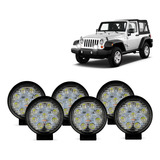 Kit 6 Farol De Milha Led Universal 27w 6000k Redondo