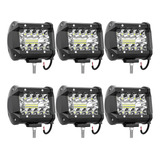 Kit 6 Farol Milha Auxilar Super 20 Led 8d 60w Moto Off road