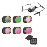 Kit 6 Filtros Lente Dji Mini 4 Pro Nd8 16 32 64 Cpl Mcuv Cor Preto