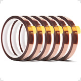 Kit 6 Fita Kapton Térmica Para Alta Temperatura 10mm X 33 Mt