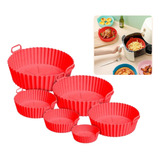 Kit 6 Formas Air Fryer Silicone Assadeira Antiaderente Cesta