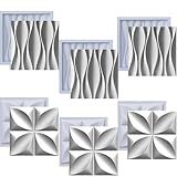 Kit 6 Formas Pra Gesso 3D E Cimento ABS 3 Dunas E 3 Rosa Flor 30x30 Pra Revestimento De Parede FDG Painel Decorativo