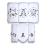Kit 6 Fraldas De Pano Bordadas 3 De Ombro 3 De Boca 