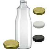 Kit 6 Garrafas Vidro Suco 1 Litro Leite Cha Tampa 38mm Lacre