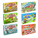Kit 6 Jogos Educativos madeira Memória Dominó Quebra cabeca