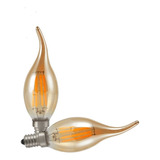Kit 6 Lâmpada Led Filamento Vela Chama 4w E14 2200k Luz Branco quente Com Bico 127v