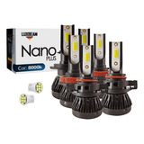 Kit 6 Lâmpada Nano Plus Super Foco Farol Led 8000k Led T10