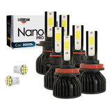 Kit 6 Lâmpada Nano Pro Super Farol Led Automotivo 8000 T10