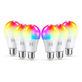 Kit 6 Lâmpadas Inteligente Led 10w Rgb Wifi Smart Alexa Google Homefy