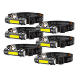 Kit 6 Lanterna Cabeça Capacete Recarregável Led T6 1 Led