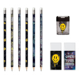 Kit 6 Lapis 2 Borrachas 1 Apontador Hype Tilibra