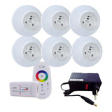 Kit 6 Led Para Piscina Smd Rgb 95mm 18 Lâmp Módulo E Fonte 110v 220v