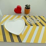 Kit 6 Lugar Jogo Americano Retangular Descanso De Prato Mesa Decoração Amarelo MOD D 