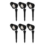 Kit 6 Luminaria Espeto Jardim Led 5w Verde Prova D água Ip65 Cor Da Carcaça Preto