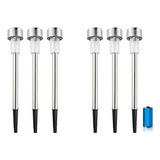Kit 6 Luminária Solar Jardim Poste Espeto Led Luz Branca Ino