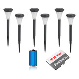 Kit 6 Luminária Solar Jardim Poste Espeto Led Luz Verde Inox