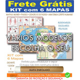 Kit 6 Mapas Mundi Brasil Corpo Enrolado Escolha O Mapas