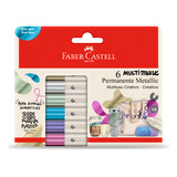 Kit 6 Marcador Multimark Permanente Multiuso Metalicas Faber
