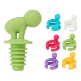 Kit 6 Marcadores De Taça Silicone 1 Tampa De Garrafa Vinho