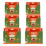 Kit 6 Massinha De Modelar C 12 Massa Infantil Escolar Cor 72