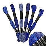 Kit 6 Meadas Linha De Bordar Bordado Manual Ponto Cruz Meada Azul 