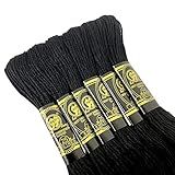 Kit 6 Meadas Linha De Bordar Bordado Manual Ponto Cruz Meada Preta 