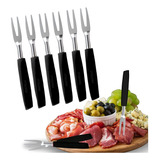 Kit 6 Mini Garfos Inox Para Petiscos Aperitivo Fondue Frios