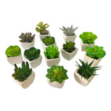 Kit 6 Mini Plantas Suculentas Artificiais Vasinho Cerâmica