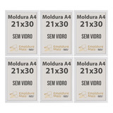 Kit 6 Molduras A4 21x30 S Vidro Certificados Diploma Branco