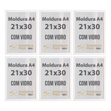 Kit 6 Molduras De Madeira A4 Com Vidro P Diplomas E Posters