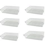 KIT 6 Organizador De Gavetas Transparente Para Cozinha Geladeira Gavetas Banheiro Escritório Quarto Calcinha Cueca Roupa Intima Joias Design Minimalista Multiuso 23x15