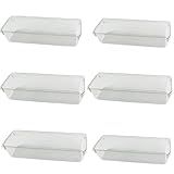 KIT 6 Organizador De Gavetas Transparente Para Cozinha Geladeira Gavetas Banheiro Escritório Quarto Calcinha Cueca Roupa Intima Joias Design Minimalista Multiuso 23x7