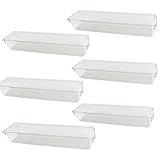 KIT 6 Organizador De Gavetas Transparente Para Cozinha Geladeira Gavetas Banheiro Escritório Quarto Calcinha Cueca Roupa Intima Joias Design Minimalista Multiuso 30x8