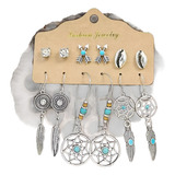 Kit 6 Par Brincos Boho Étnico Tribal Hippie Indiano Vintage