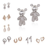 Kit 6 Pares Brincos Strass Luxo Atacado Semi Joias Presente