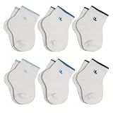 Kit 6 Pares De Meias De Algodão Para Bebê Recém Nascido Cano Médio Branco Com Detalhes Rosa BR Numérico 16 23 Azul Branco 