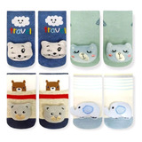 Kit 6 Pares Meia Bebê Sapatilha Antiderrapante
