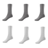 Kit 6 Pares Meias Adulto Cinza Branco Masculino E Feminino