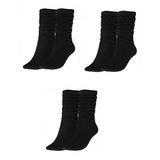 Kit 6 Pares Meias Aeróbica Cano Médio Preta Academia Ballet