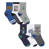 Kit 6 Pares Meias Algodão Infantil Menino Menina Selene